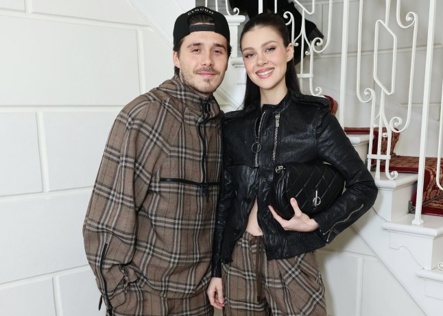 Brooklyn Beckham and Nicola Peltz attend the after-party for the Burberry Winter 2025 show during London Fashion Week